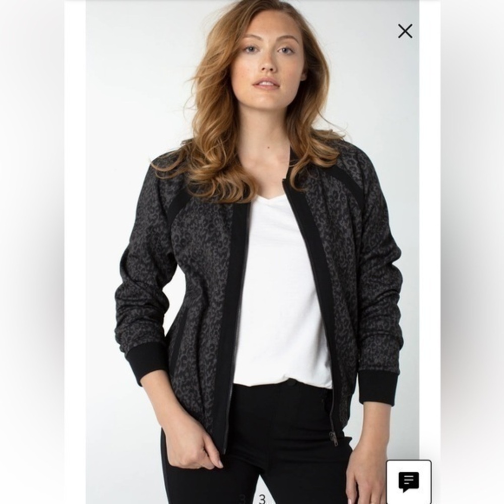 Liverpool Los Angeles Leopard Print Ponte Bomber Jacket